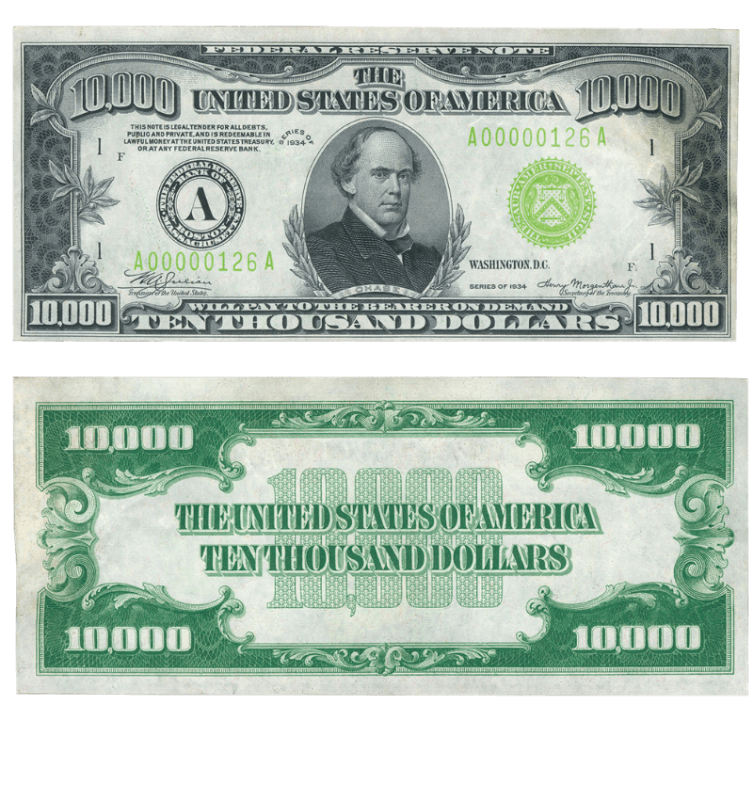 $10,000 Federal Reserve Note, Series 1934, Boston