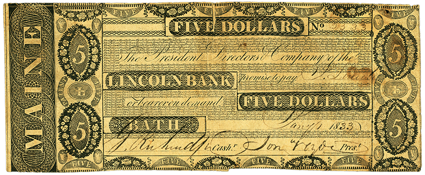 1833 | 5 Dollars, Maine